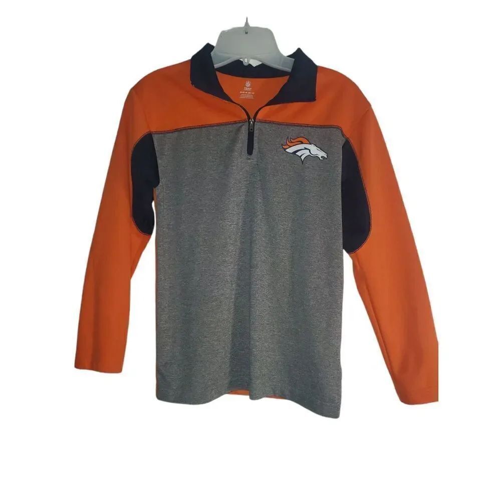 Women's NFL Team Apparel Broncos Quarter Zip Long Sleeve Shirt Size M.
